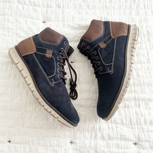 NEW UnionBay Men's Wright Suede Leather Navy & Brown Boots Size 13